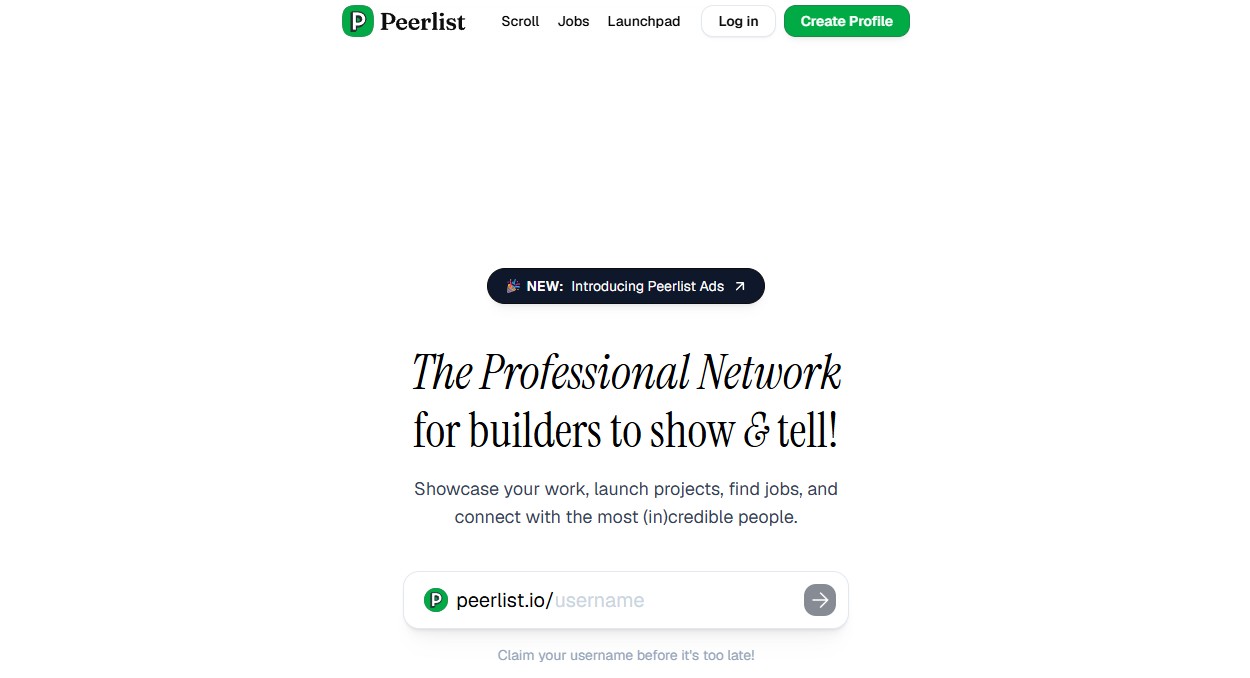 Peerlist screenshot