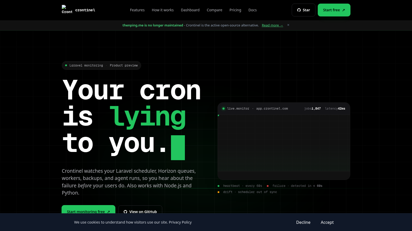 Crontinel screenshot