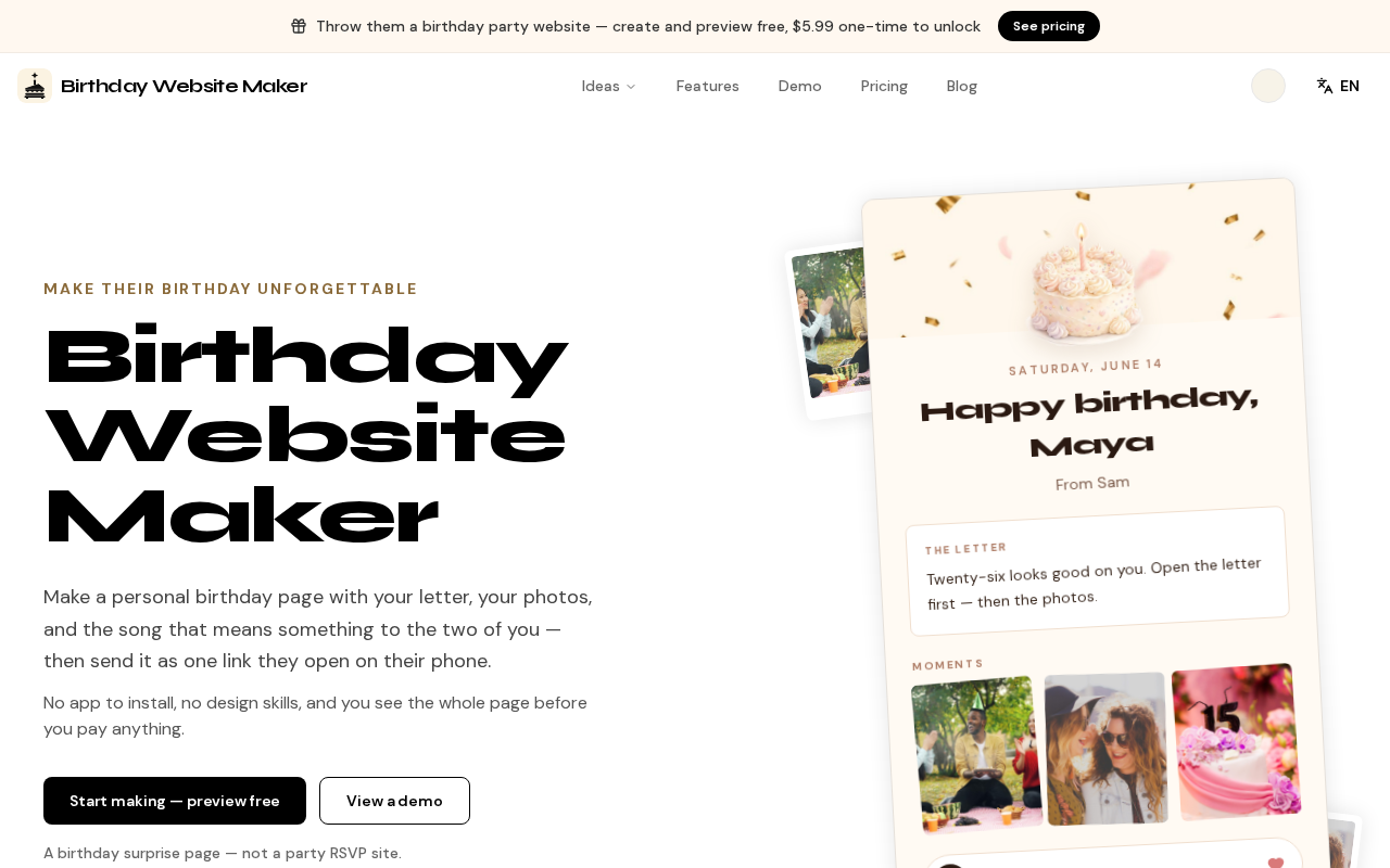 Birthday Website Maker screenshot